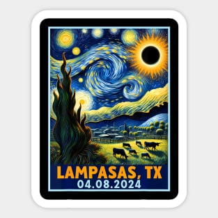 Total Solar Eclipse 2024 Lampasas Texas Starry Night Sticker